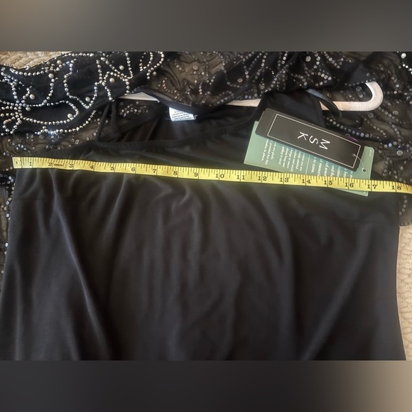 NWT-Elegant Black Dress with Beaded Overlay - Picture 11 of 11